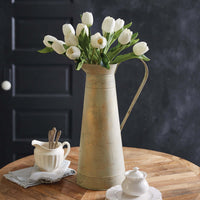 Thumbnail for Gilded Farmhouse Tall Pitcher with white tulips on wooden table in rustic kitchen setting.