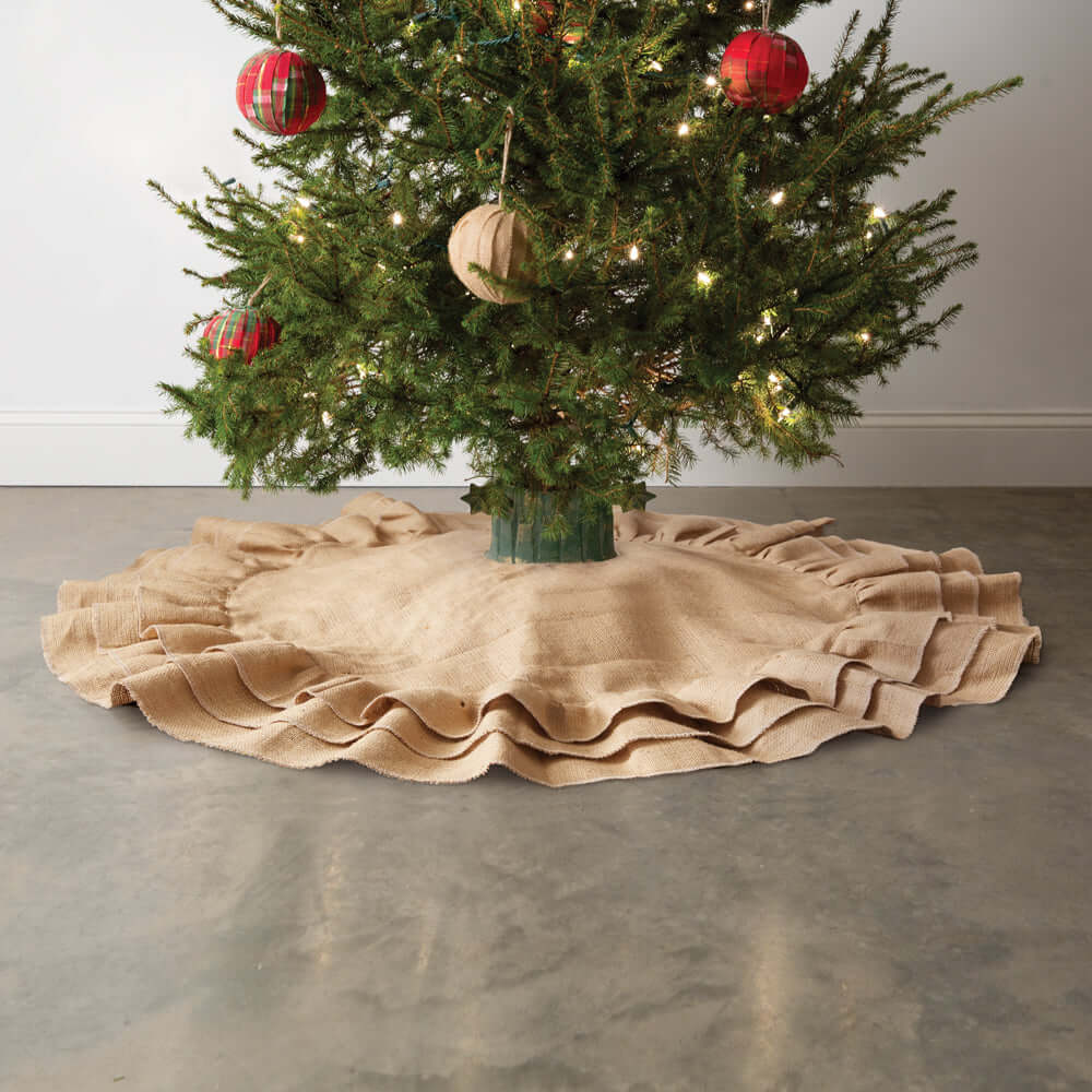 RuffledBurlapChristmasTreeSkirt