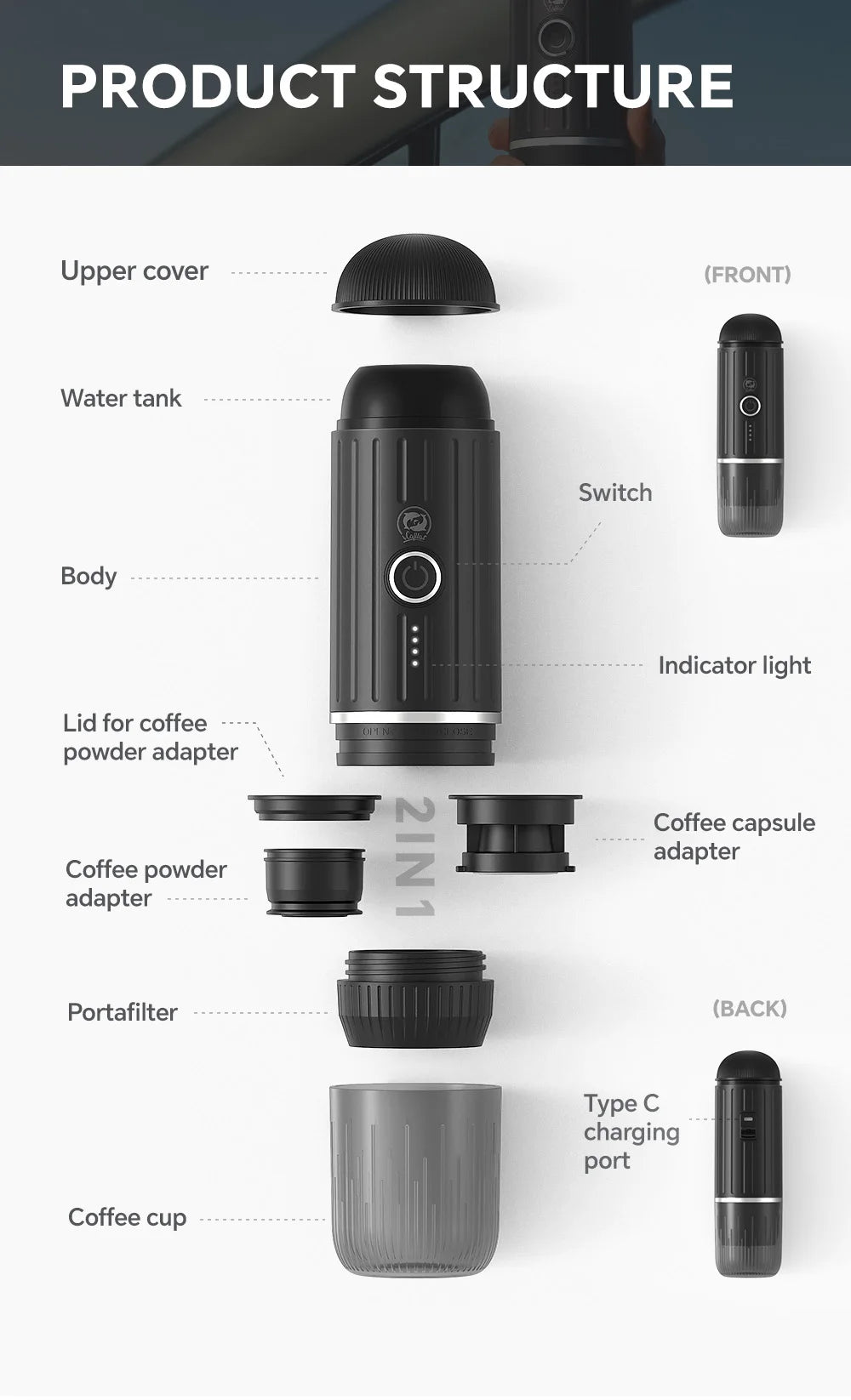 Wireless Electric Portable Espresso Coffee Machine