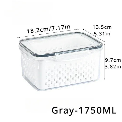 Clear Fresh-Keeper Box – Drain Basket for Veggies & Fruits!
