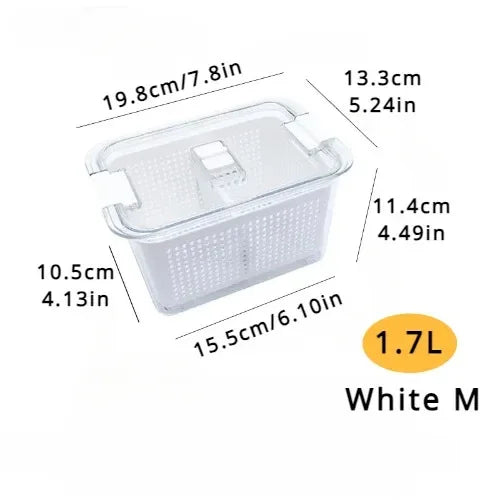 Clear Fresh-Keeper Box – Drain Basket for Veggies & Fruits!