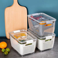 Thumbnail for Clear Fresh-Keeper Box – Drain Basket for Veggies & Fruits!