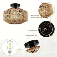 Thumbnail for Bamboo Pendant Light – Handwoven Rattan Chandelier