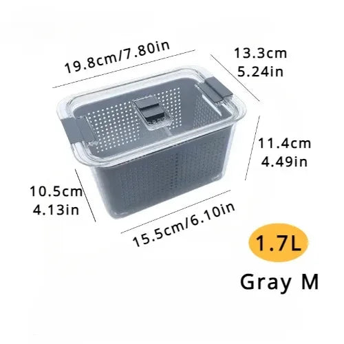 Clear Fresh-Keeper Box – Drain Basket for Veggies & Fruits!