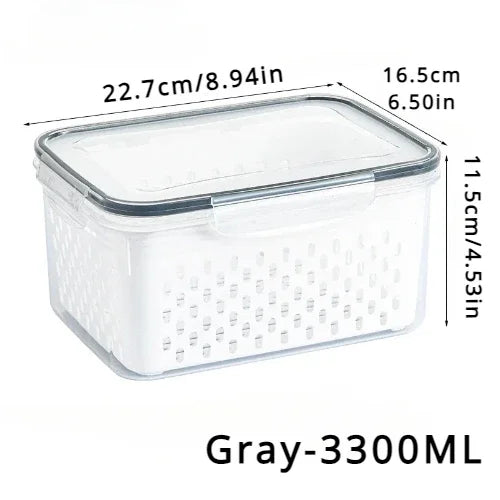 Clear Fresh-Keeper Box – Drain Basket for Veggies & Fruits!