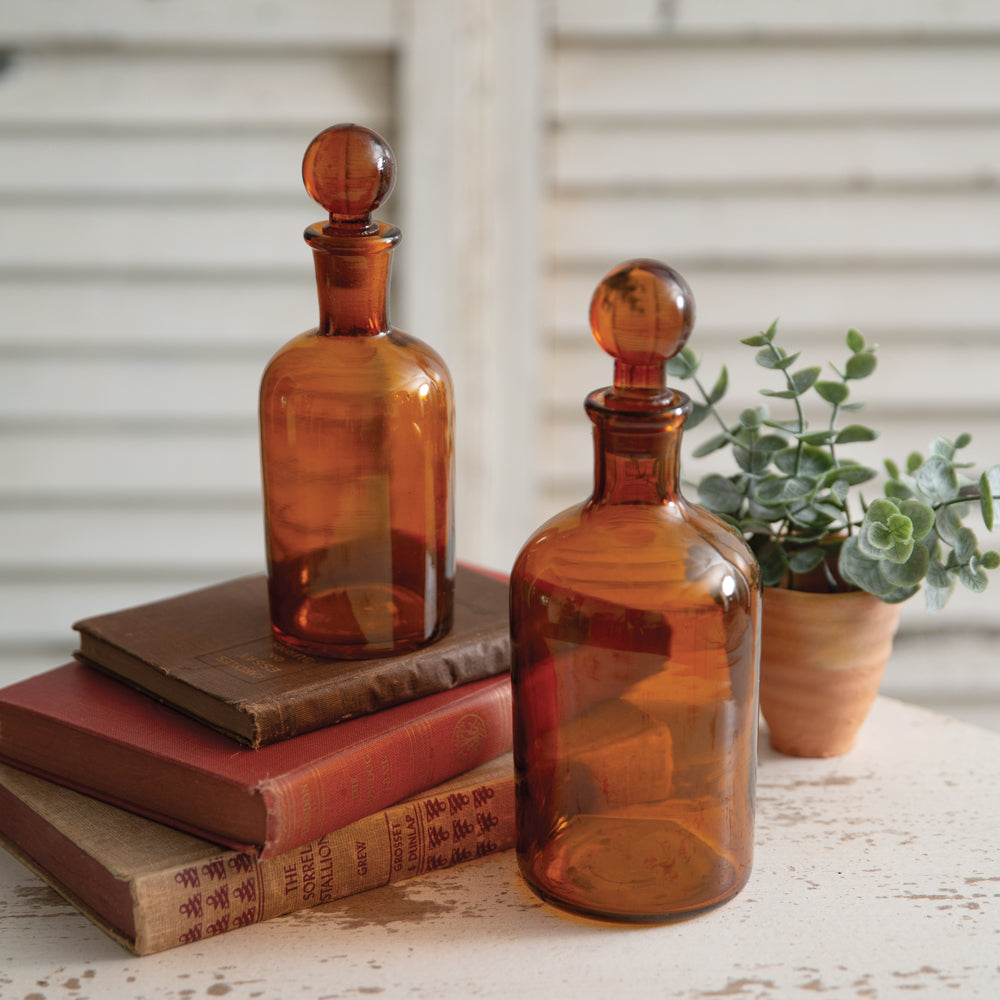 Two-Amber-Glass-Bottles