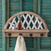 Thumbnail for Mamma Mia's Closet Arched Lattice Shelf with Hooks Wall Shelves & Ledges 