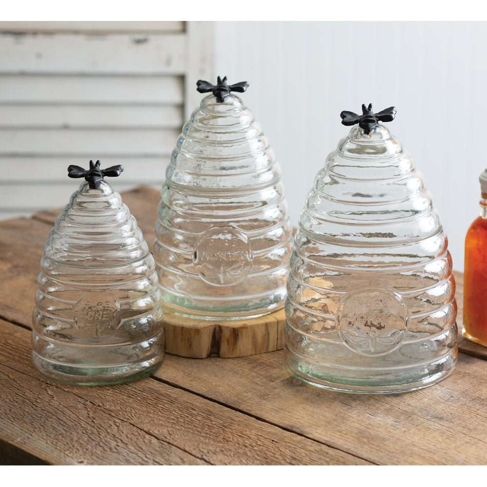 Small Honey Hive Glass Canister -