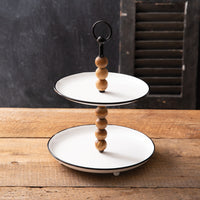 Thumbnail for Wood Beads Metal Two-Tier Tray