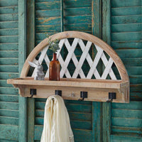 Thumbnail for Arched Lattice Shelf with Hooks - Wall Shelves & Ledges
