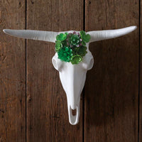 Thumbnail for Boho White Longhorn Faux Succulents Decor - Decorative Plaques