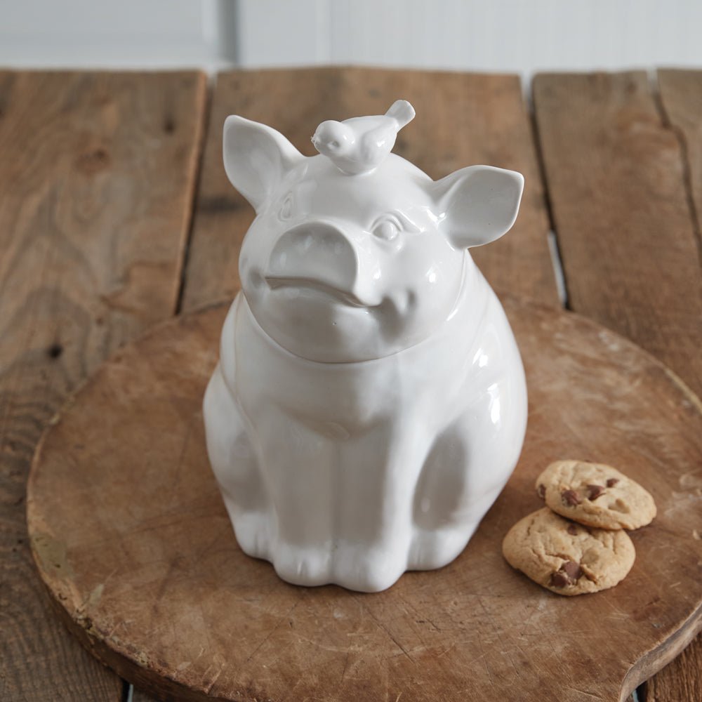 Mamma Mia's Closet Ceramic Farmhouse Piglet Cookie Jar Bowls 