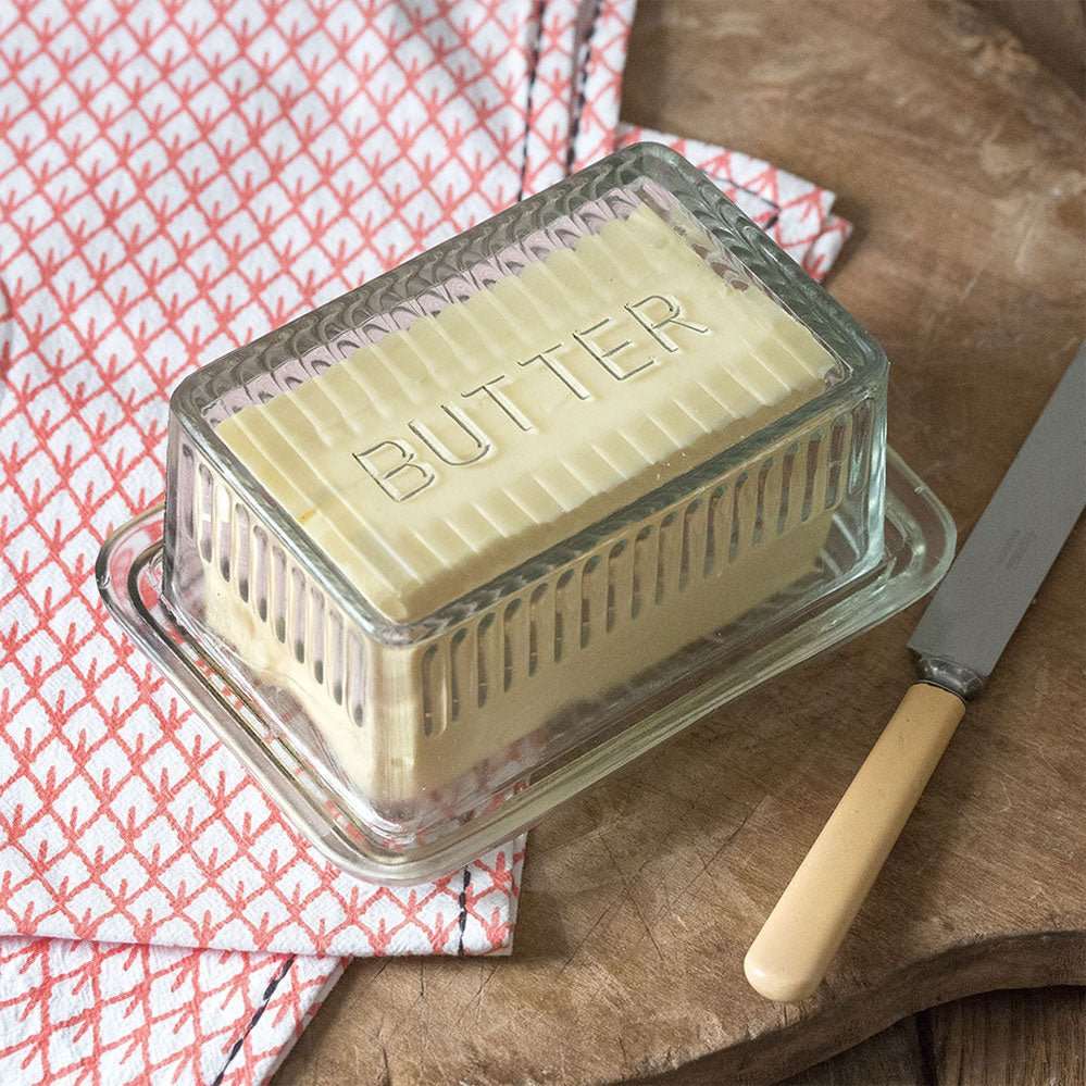 Covered Glass Butter Dish -