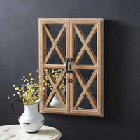 Thumbnail for Distressed Wood Window Shutter Mirror - Mirrors