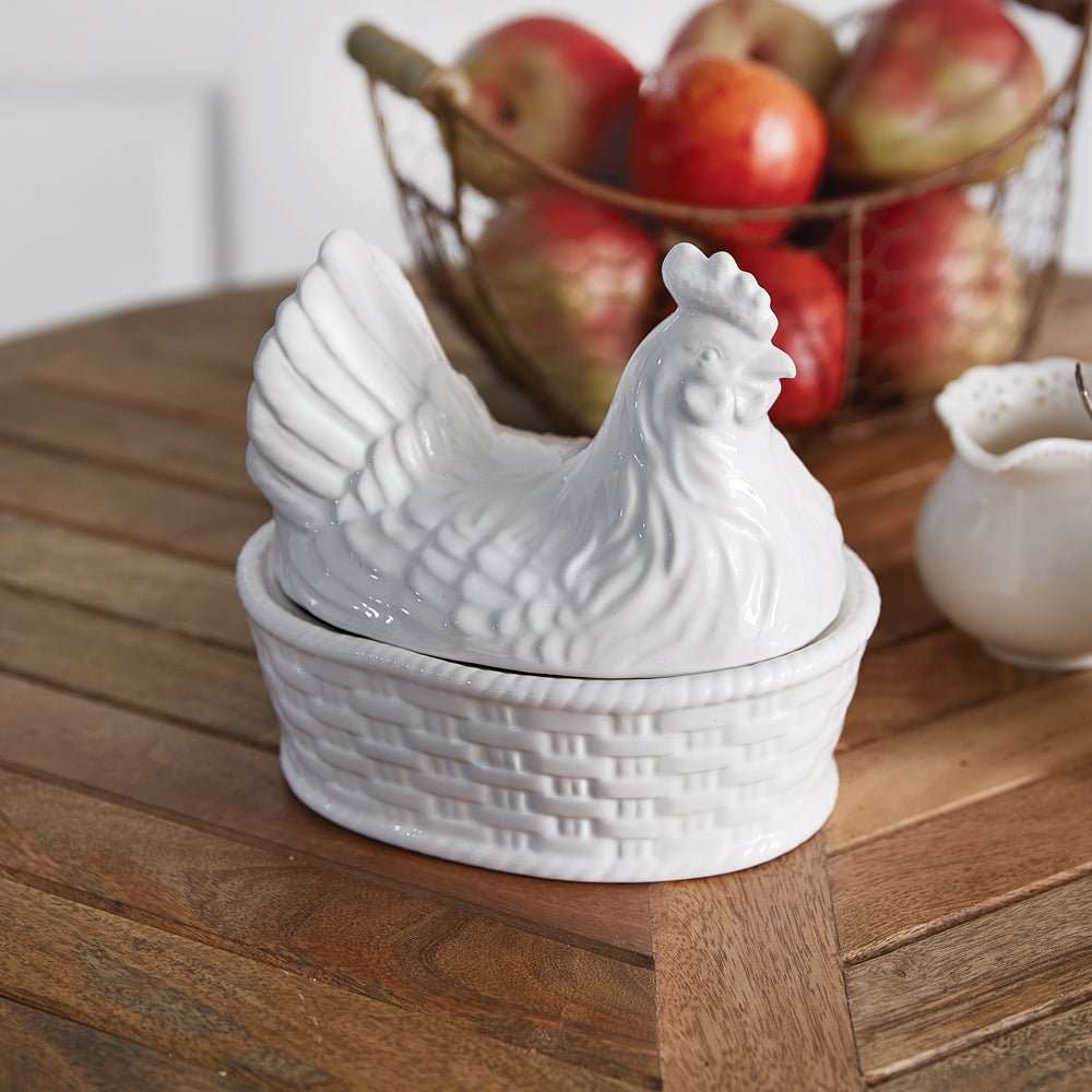 Farmhouse Style Hen on Nest Dish - Decorative Trays