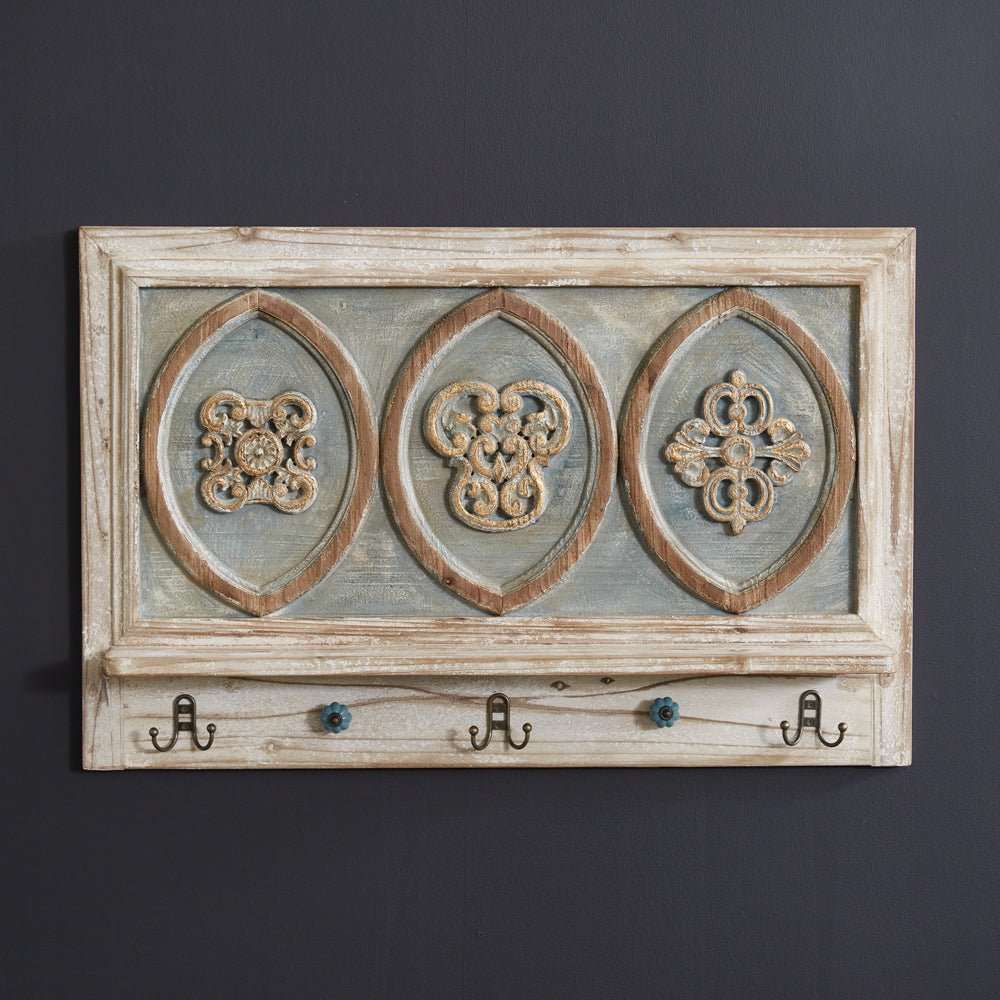 French Provincial Wall Decor with Hooks - Decorative Plaques