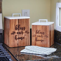 Thumbnail for Mamma Mia's Closet Large Farmhouse Wood Canister Kitchen Tools & Utensils 