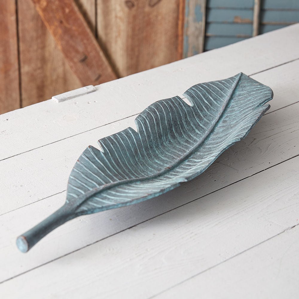 Mamma Mia's Closet Long Verdigris Leaf Dish Decorative Trays 