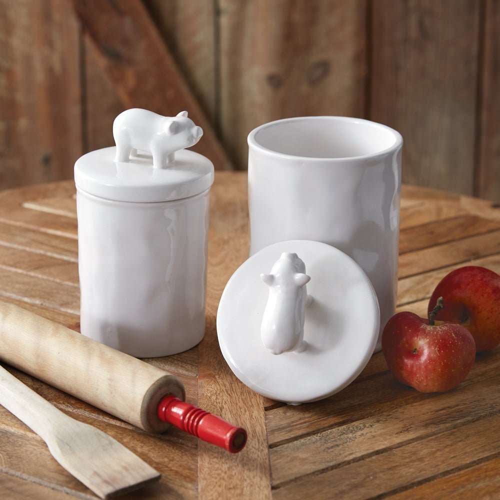 Small Farmhouse Piglet Canister - Kitchen Countertop
