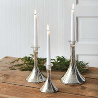 Thumbnail for Three Silver Mercury Glass Taper Candle Holders - Candle Holders