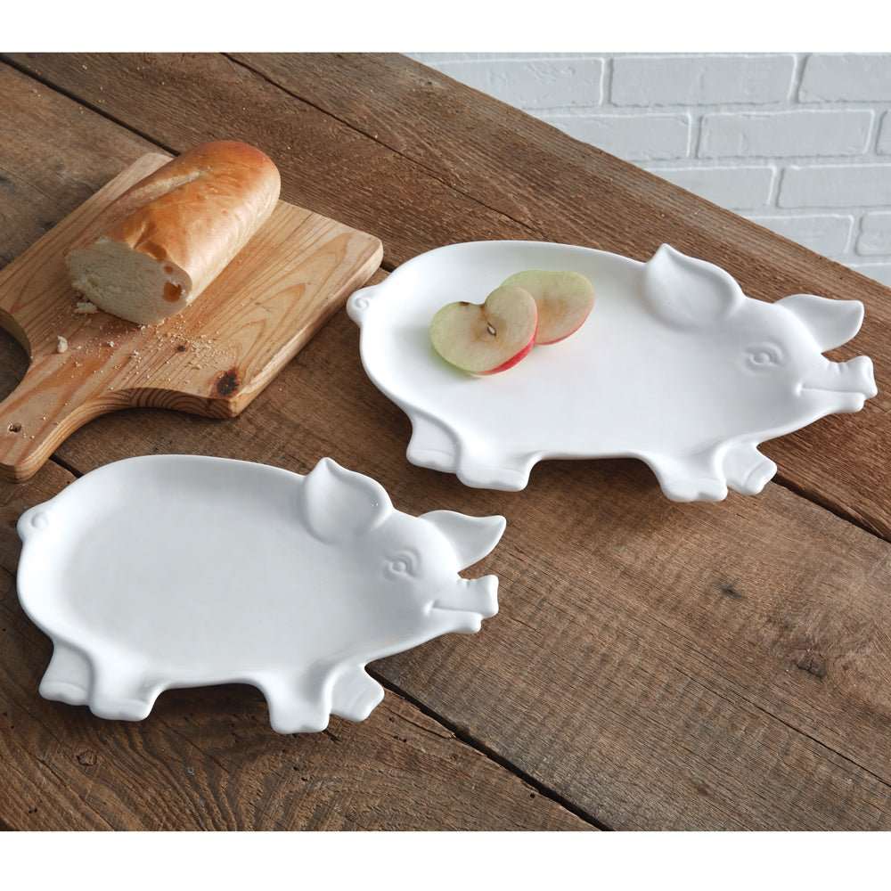 Two Ceramic Piglet Plates - Bowls