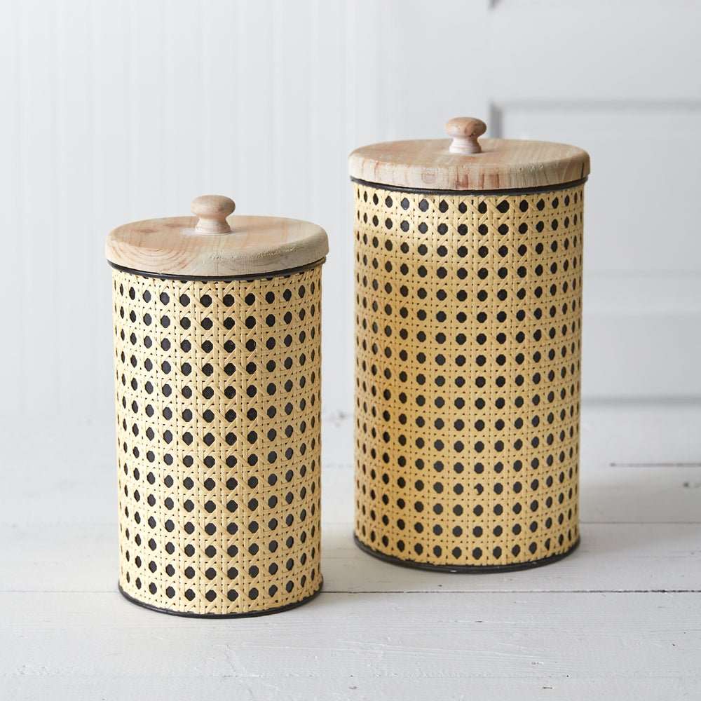 Two Open Weave Cane Containers - Serveware