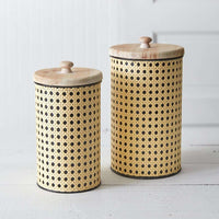 Thumbnail for Two Open Weave Cane Containers - Serveware