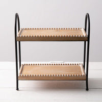 Thumbnail for Mamma Mia's Closet Two-Tier Beaded Wood and Metal Tray Decorative Trays 