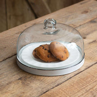 Thumbnail for White Glass Cloche with Metal Base - Kitchen Countertop
