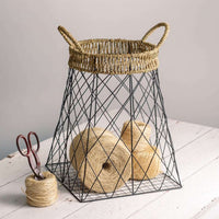 Thumbnail for Wire Storage Basket with Jute Accents - Storage & Organization