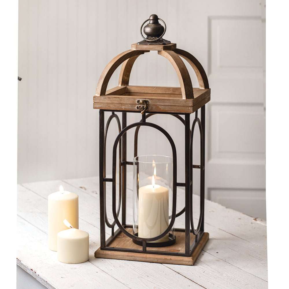 Wood Metal Barclay Lantern - Candle Holders